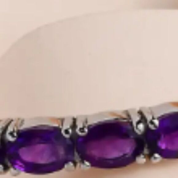 African Amethyst Cuff Bracelet in Stainless Steel - Picture 4 of 4